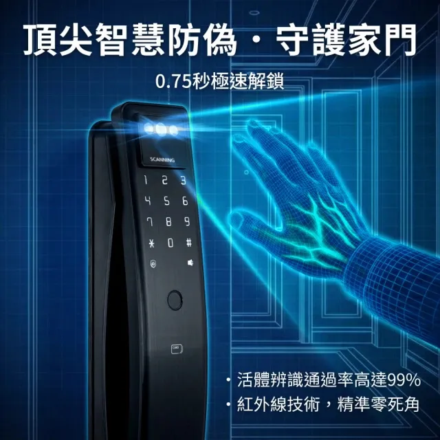 【WAFERLOCK維夫拉克】 L901 掌靜脈推拉式電子鎖(含標準安裝) 圖片 2